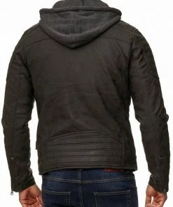 Rabatt 👏 Indicode Lederjacke »Miguel Angel« Demitasse, Black, Dk Grey 💯 -Indicode Verkaufsladen 407c5318 07c5 507b 8a54 5412c16fb996